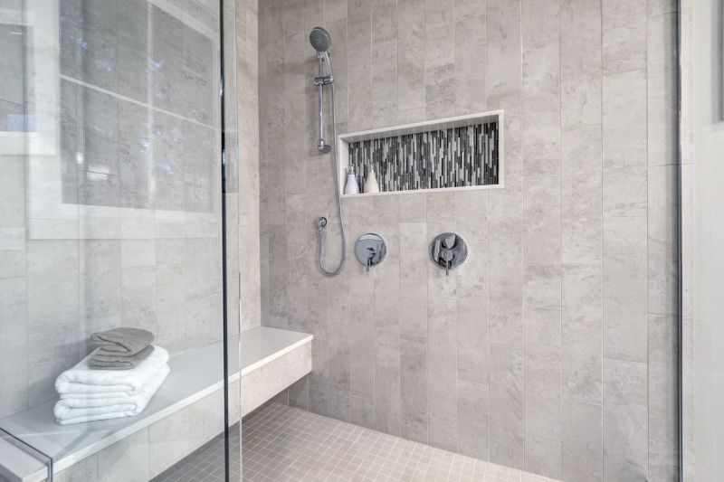 Compact Shower Space with Stylish Tiles